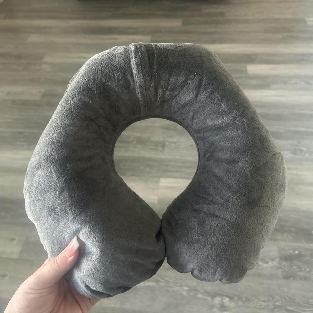 Gray Inflatable Travel Neck Pillow